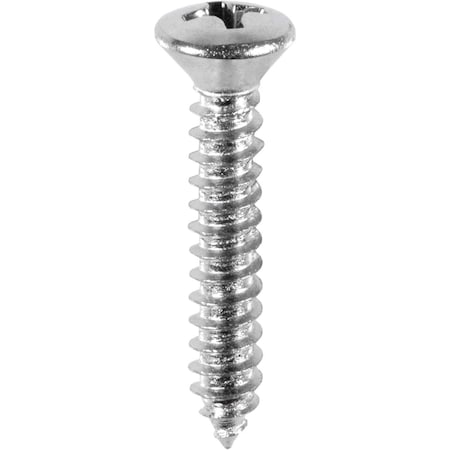 Auveco 8 X 7/8in Phillips Oval Head Tapping Screw Chrome. y 100., 100PK 2712